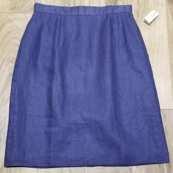 Nwt Talbots Irish Linen Skirt Sz 10 Womens Blue Lined Knee Length Pencil New $78 - Picture 3 of 8